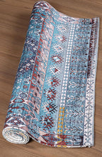 Washable Soft Small Boho Area Rugs, Rags Rug, Printed Carpet Chennile Rugs for Living Room 27x45 inch Teal Blue Multi,Machine Washable Printed Rugs - 30% Cotton, 70% Polyester