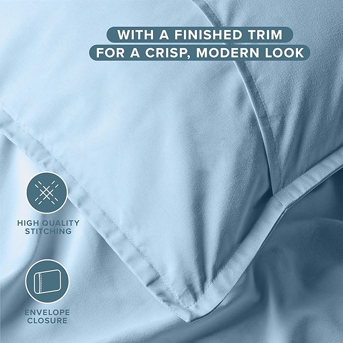 Bare Home Standard Pillow Sham Covers - Set of 2 - Premium 1800 Ultra-Soft Microfiber - Double Brushed - Stain & Fade Resistant - Bed Pillow Shams - Pillows Not Included (Set of 2, Light Blue)