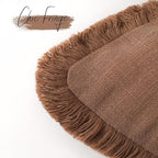 Foindtower Set of 2 Decorative Linen Fringe Throw Pillow Covers Cozy Boho Farmhouse Cushion Cover with Tassels Soft Accent Pillowcase for Couch Sofa Bed Living Room Home Decor, 22×22 Inch, Rust