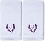 Decorative and Monogrammed Hand Towels for Bathroom Kitchen Makeup | Personalized Gift for Wedding-Bridal | Roman Font Custom Luxury Turkish Towel | Spa Collection, Oversized, 16 X 30 Inch, Set of 2