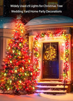 Moonflor Vintage C9 LED Christmas Lights Outdoor, 50 Feet C9 String Lights for Christmas Tree Roofline Holiday Party Indoor Outdoor Garden Patio Backyard Cafe Xmas Decor, Green Wire(Red & Warm White)
