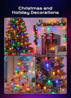 C9 Christmas Lights Outdoor, 100 FT 150 LED Connectable C9 String Lights with 8 Modes and Timer Extendable Xmas Tree Patio Roofline Garden Yard Holiday Party Indoor Outdoor Decoration, Multicolor