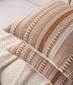 Boho Throw Pillow Covers 22x22 Inch Set of 2, Farmhouse Decorative Couch Pillow Cases, Brown Accent Pillows of Bed, Sofa Bedroom Living Room Home Decor Cushion Cover