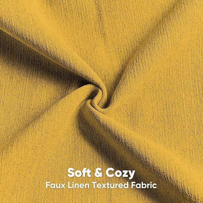 FUTEI Mustard Yellow Chenille Decorative Throw Pillow Covers 26x26 Inch Set of 2,Soft Cozy Faux Linen Textured Euro Pillow Shams,Farmhouse Home Decor for Couch Living Room
