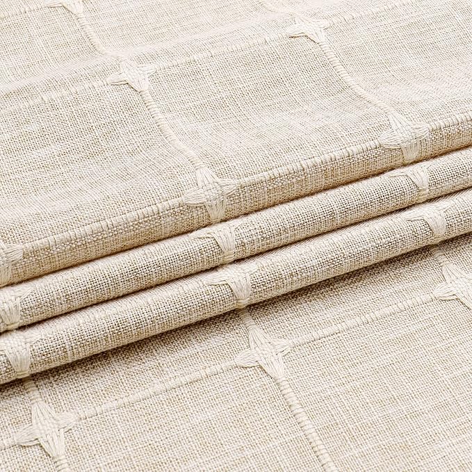 MitoVilla Boho Farmhouse Shower Curtain Set, Modern Boho Shower Curtains for Bathroom Decor, Tan Brown Polyester Linen Fabric Shower Curtain, Rustic Neutral Weave Cloth Shower Curtain, Taupe, 72 x 72