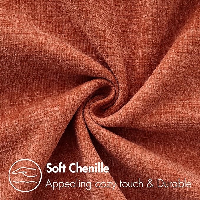 MIULEE Fall Pack of 2 Couch Throw Pillow Covers 16x16 Inch Soft Burnt Orange Chenille Pillow Covers for Sofa Living Room Solid Dyed Pillow Cases