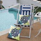DFXSZ Navy Blue Flower Pillow Covers 16x16 Inch Set of 2 White Gray Colored Throw Pillows Outdoor Waterproof Decor for Living Room Sofa Patio Funiture Garden Floral Polyester Pillow Covers 002P16