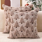 Christmas Pillow Covers 20x20 inch Set of 2 Grey Christmas Decorations Soft Plush Faux Fur Wool Xmas Tree Throw Pillow Cases Winter Holiday Decor for Sofa Living Room PT002I20