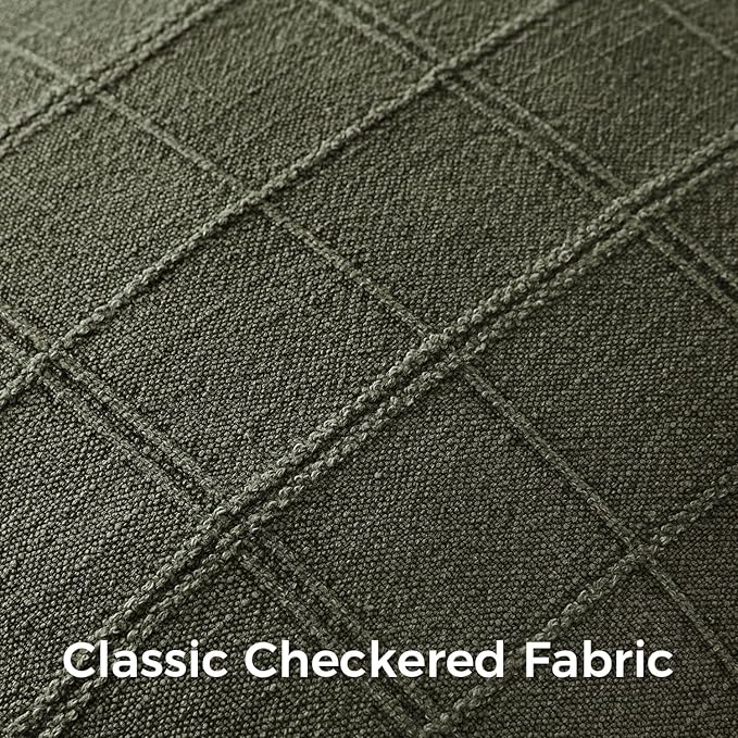 Woaboy Linen Check Throw Pillow Covers Set of 2 - Olive Green Farmhouse Modern Boho Vintage Christmas Decorative Cushion Covers for Sofa Couch Bedroom Living Room Decor 20x20 Inch