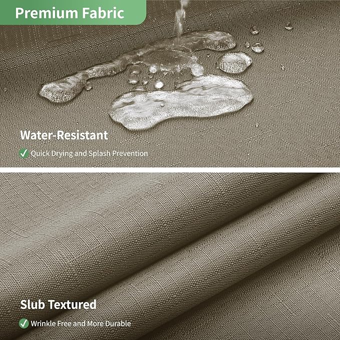 Long No Hook Shower Curtain with Snap-in Fabric Liner Set,Slub Textured Fabric Shower Curtains for Bathroom,Hotel Style Modern Shower Curtain,Water Repellent & Washable,71x80(78),Tan/Khaki