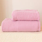 Ultra Soft Muslin Towel Adult Set, 100% Turkish Cotton 4-Layer 2 Pieces Luxury Muslin Hand & Bath Towels Sets for Bathroom (Light Pink, 1 Bath & 1 Hand Towel Set)