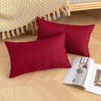 Kevin Textile Pack of 2 Outdoor Waterproof Throw Pillow Covers Decorative Square Outdoor Checkered Pillows Cushion Case Patio Pillows for Couch 12x20 inches 30x50 cm Red
