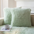 Neelvin Green Faux Fur Cozy Fluffy Double-Sided Decorative Throw Pillow Covers 18x18 inch Set of 2,Velvet Pillowcase Cushion Case for Sofa Couch