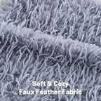 FUTEI Grey Blue Decorative Throw Pillow Covers 16x16 Inch Set of 2,Soft Fluffy Faux Feather Texture Cushion Cases,Modern Home Luxury Decor for Couch Bed Living Room