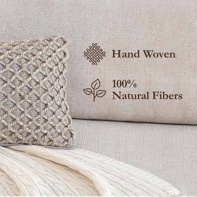 Boho Living Jada Decorative Throw, Includes Accent, Premium Woven Design, Living Room Décor, (1) 12" x 20" Pillow Cover with Insert, Grey