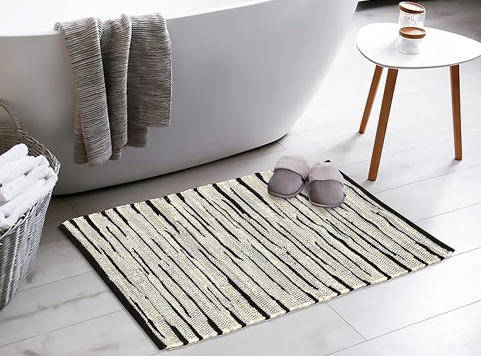 Bedding Craft Handmade Woven Tonal Chindi Rugs 24x36-Inch Rectangle, Reversible Farmhouse Braided Cotton Rug - Grey Multi