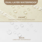 downluxe Linen Texture 3 in 1 Farmhouse Shower Curtain Set with Tassel, Boho Fabric Shower Curtains for Bathroom, Cream, 72W x 78L