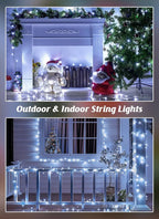 Brightown 2 Pack Solar Christmas Lights Outdoor, Total 92FT 240 LED Solar String Lights Outdoor Waterproof Green Wire with 8 Modes, Solar Fairy Light for Garden Yard Patio Party Decors, Cool White