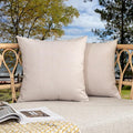 Kevin Textile Pack of 2 Decorative Outdoor Waterproof Throw Pillow Covers Checkered Pillowcases Classic Cushion Cases for Patio Couch Bench 16 x 16 Inch Light Beige