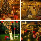 String Lights Outdoor & Indoor, 2Pack 600 LED Christmas Lights, 210ft Plug-in Waterproof Twinkle Light with 8 Modes for Xmas Tree Halloween Wedding Party Garden Patio Decorations(Warm White)