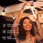 Brightech Ambience Pro Solar Powered Outdoor String Lights, 48 ft Commercial Grade Waterproof Patio Lights, Shatterproof LED String Lights for Outside, Porch - 15 Edison Bulbs, 1W Warm White