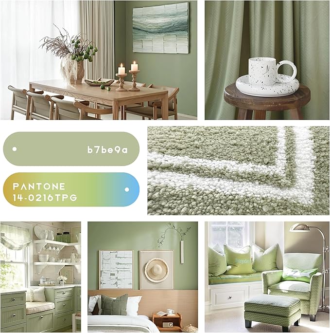 Tititex Luxury Sage Green White Frame Line Bathroom Rug, 24x36 inch Extra Soft and Absorbent Microfiber, Non-Slip Plush Shaggy Bath Carpet, Bath Mats for Floor, Tub and Shower