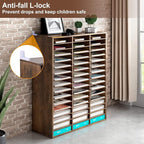TQVAI Literature Organizer, Heavy Duty 48 Compartments Countertop Mail Organizer with Adjustable Shelves, Wooden Desk Paper Storage Organizer, Mailboxes Cubbies for Office, Classroom, Anqitue