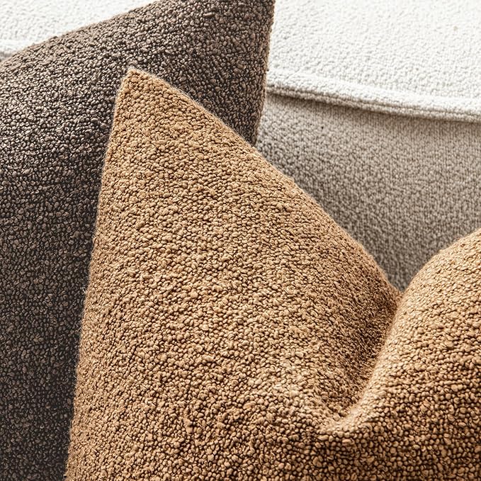 MIULEE 20x20 Inch Decorative Pillow Covers for Couch Bed Set of 2 Textured Boucle Neutral Winter Throw Pillows Dark Brown Accent Solid Vintage Pillowcases Couch Sofa Livingroom Home Decor