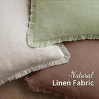 MIULEE Decorative Throw Pillow Covers Neutral Linen Fringe Throw Pillows Euro Shams Set of 2 Dark Coffee Boho Farmhouse Cushion Covers for Couch Sofa Bed Living Room Spring Home Decor 22x22 Inch