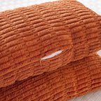 Fancy Homi Burnt Orange Long Body Lumbar Decorative Throw Pillow Cover 20x54 Inch for Bedroom Couch Bed Sofa, Farmhouse Boho Fall Room Decor, Soft Striped Corduroy Rectangle Pillow Case