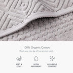 Texere 100% Organic Cotton Diamond Jacquard 700 GSM Luxury Bath Towel Sets - 2 Ultra Soft, Large Bath Towels, 2 Hand Towels, 2 Washcloths (Diamond, Cathedral Gray, 6 Piece)