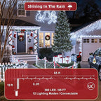 300 LED Outdoor Christmas Lights 75ft, 12 Lighting Modes Indoor String Lights Dimmable & Timer Memory, Outsite Waterproof Tree Lights for Xmas Garden Wedding Party Holiday Decorations Cool White