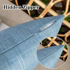 Kevin Textile Pack of 2 Outdoor Waterproof Throw Pillow Covers Decorative Farmhouse Checkered Square Solid Cushion Cases for Patio Garden Porch Sofa Light Blue 18x18 inch