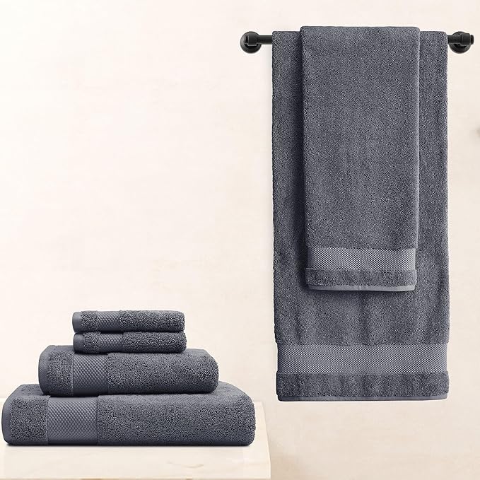 BIOWEAVES 100% Organic Cotton 700 GSM Plush Washcloths 13" x 13" GOTS Certified - Charcoal, Pack of 12