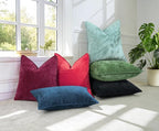 decorUhome Christmas Couch Throw Pillow Covers 22x22 Set of 2, Decorative Soft Euro Neutral Chenille Pillow Covers with Elegant Design for Sofa Bed Living Room Home Decor, Red