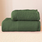 Ultra Soft Muslin Towel Adult Set, 100% Turkish Cotton 4-Layer 2 Pieces Luxury Muslin Hand & Bath Towels Sets for Bathroom (Green, 1 Bath & 1 Hand Towel Set)