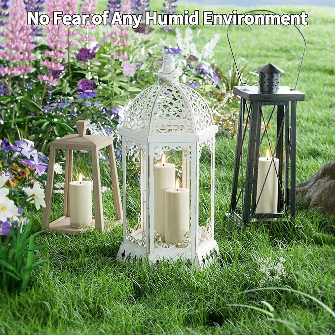 Outdoor Candles with Timer Waterproof: Set of 12 2.2''×4'' 5'' 6'' 7'' Flameless LED Pillar Candles with Remote Battery Candles Flicking Ivory for Fireplace Christmas Patio Wedding Centerpieces
