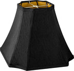 GO&S0 13.2" Medium Bell Lamp Shade Black,Octagonal Lampshade for Table Lamps,Floor Lamp Replac-6.5"x13.2"x10.6"(Spider) Modern Shade for Nightstand,Faux Silk Easy Assembly Required (Set of 1)