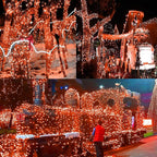 YIQU Orange 82FT 200 LED Extendable Halloween Lights for Outdoor/Indoor, 8 Lighting Modes Plug in String Lights for Halloween Decorations Bedroom Party Decor Room Garden Patio Tree (Orange)
