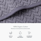 Texere 100% Organic Cotton Jacquard 650 GSM Premium Bath Towel Sets - Extra Absorbent Quick Dry and Plush (Cable, Excalibur, 4 Bath Towels)