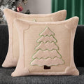 DFXSZ Christmas Pillow Covers 18x18 Yellow Line Beige Christmas Tree Decoration Soft Plush Faux Fur Jacquard Throw Pillows for Bedroom Sofa Holiday Festivals Winter Home Decor PTK062C18