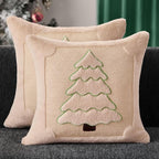 DFXSZ Christmas Pillow Covers 18x18 Yellow Line Beige Christmas Tree Decoration Soft Plush Faux Fur Jacquard Throw Pillows for Bedroom Sofa Holiday Festivals Winter Home Decor PTK062C18