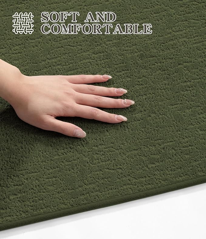 chakme Bathroom Rugs Mat 32x17, Ultra Thin Non Slip Bath Mat Quick Dry Absorbent Bath Mat for Bathroom Floor, (Dark Green, 32"x17")