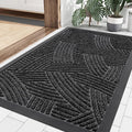 Smiry Front Door Mat Indoor Outdoor Entrance, Heavy Duty Natural Rubber, Sturdy Trap Dirt, Moisture Doormat and Easy Clean Low Profile Patio Porch Entryway Mat, 36x24 Inch, Black/Geometric