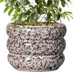SQOWL Ceramic Pots for Plants - 10 Inch Plant Pot with Drainage Hole, Ceramic Planter for Indoor Plants, Round Flower Pots Outdoor, Modern Planter, House Home Room Decor, Gifts for Plant Lover, White