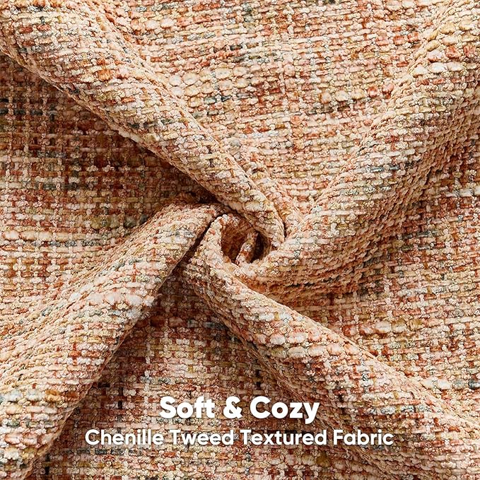 HAUSSY Rust Throw Pillow Covers 20x20 Set of 2 Chenille Tweed Textured Decorative Couch Lumbar Pillow Covers Neutral Modern Pillow Cases for Sofa Bed Living Room Decor