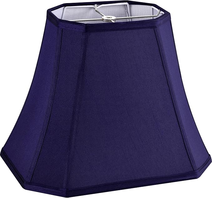 GO&SO Square Lamp Shade Blue Cut Corner Octagonal Lampshade Replacement, 8x14x11 Inch for Medium Table Lamps and Floor Lamp,Natural Faux Silk Modern Handcrafted, Easy Assembly Required (Single)