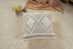 GRUHUM Throw Pillow Covers 18 x18 -Set of 2 Boho Pillow Cases Rustic Vintage Decorative Handwoven Sofa Couch Cover- Bedroom Farmhouse Living Room Bed Car Decor Modern Linen White Square 18X18 Inches