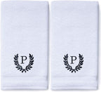 Decorative and Monogrammed Hand Towels for Bathroom Kitchen Makeup | Personalized Gift for Wedding-Bridal | Roman Font Custom Luxury Turkish Towel | Spa Collection, Oversized, 16 X 30 Inch, Set of 2