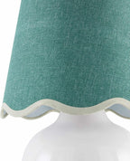 BoutiqueRugs Navarro Boho Ceramic Bedside Table Lamp for Bedroom Nightstand and Living Room - Shade Cotton - White, Teal, Green - 13" H